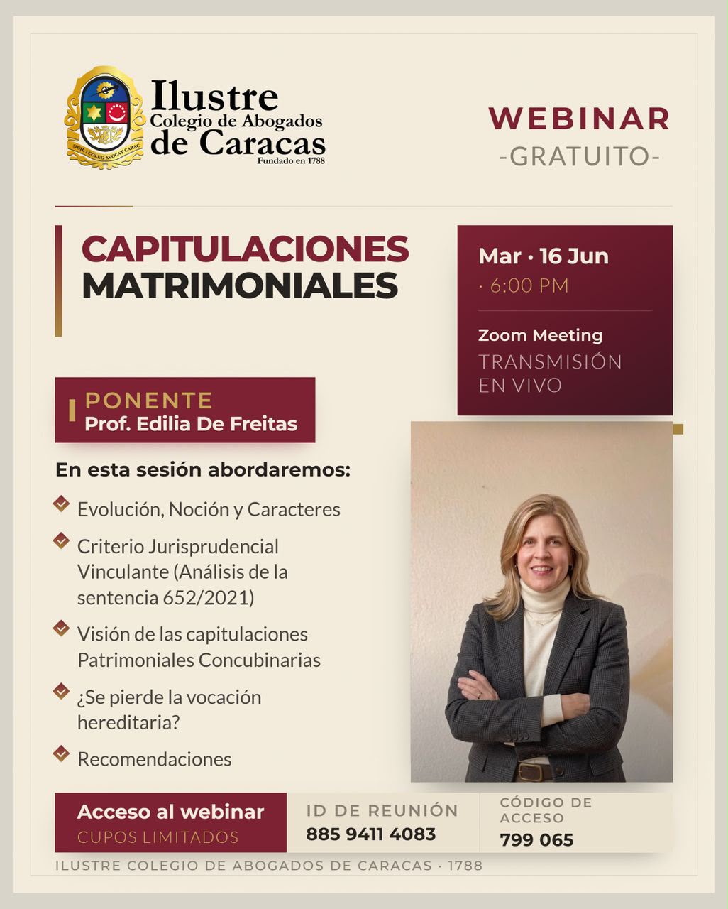 Webinar: Capitulaciones Matrimoniales (Evolución, noción, criterio jurisprudencial y más).